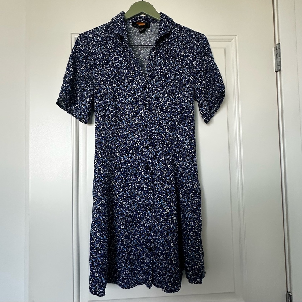 Urban Outfitters Navy Blue Floral Midi Dress
